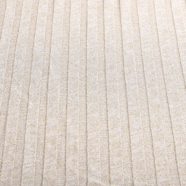 China supplier knitting lurex ribbed dyeing polyester rayon rib fabric for swimwear