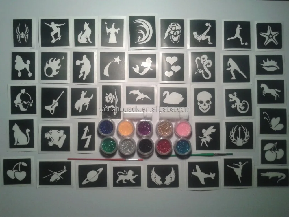 
Personalized self adhesive Reusable DIY black henna tattoo stencils 