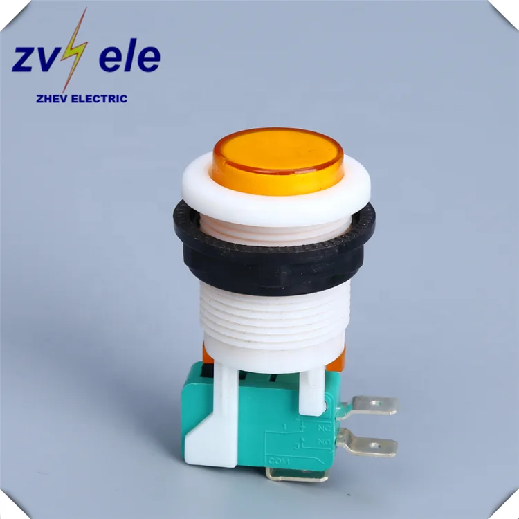 Round Button Arcade Green Micro Switch With White Body Switching