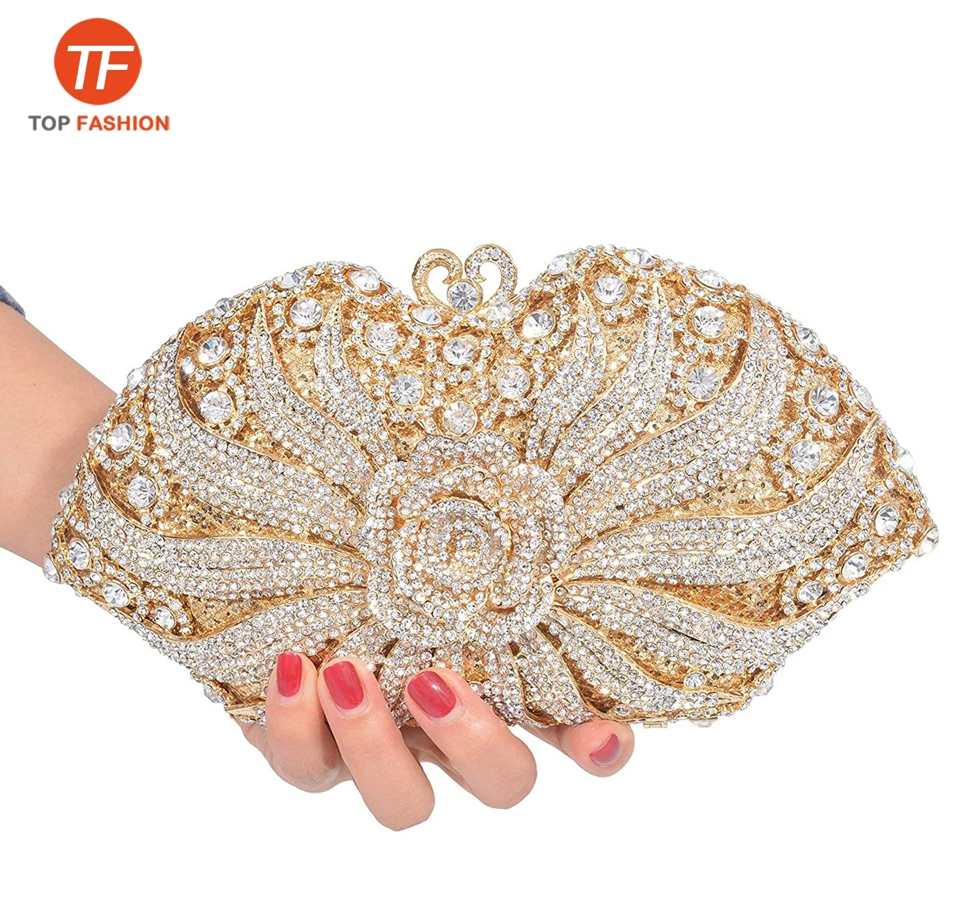 Expensive Crystal Rhinestone Clutch Purse Women Flower  Evening Bag for Formal Party Wholesales from China Supplier