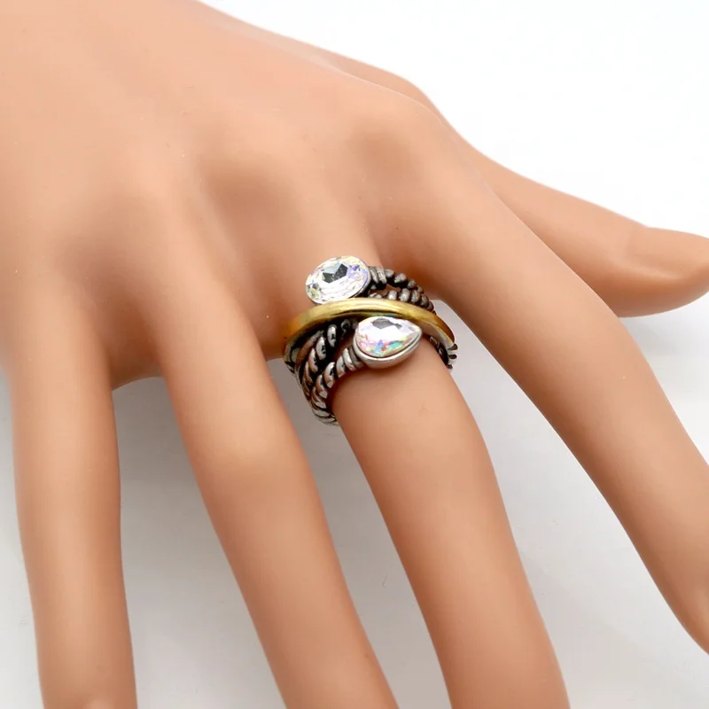 New fashionable 18K Gold Plated 316LStainless Steel gemstone Cheap Ladies rings jewelry set