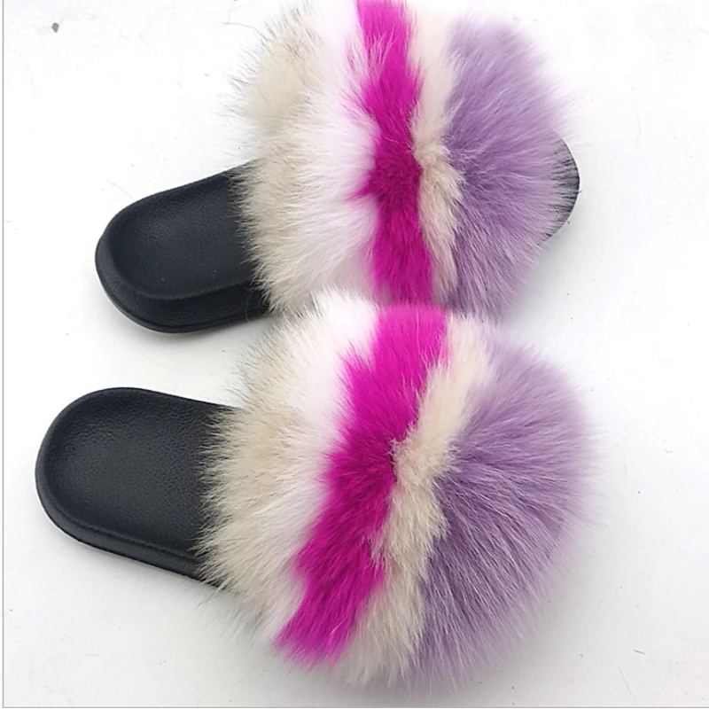 
New arrival pink fur slipper Mink Fur Slides wholesale fur slippers 