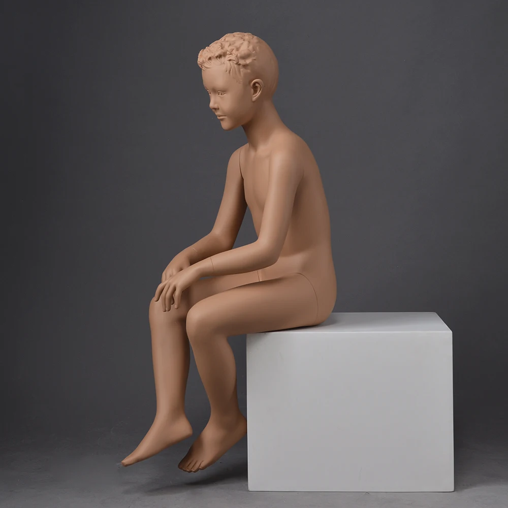 Hot sale sitting boy teenage mannequins realistic child mannequin with sculpture head