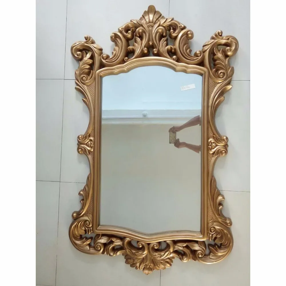 PU decorative gold plastic polyurethane french  decor wall mirror frame gold mirror