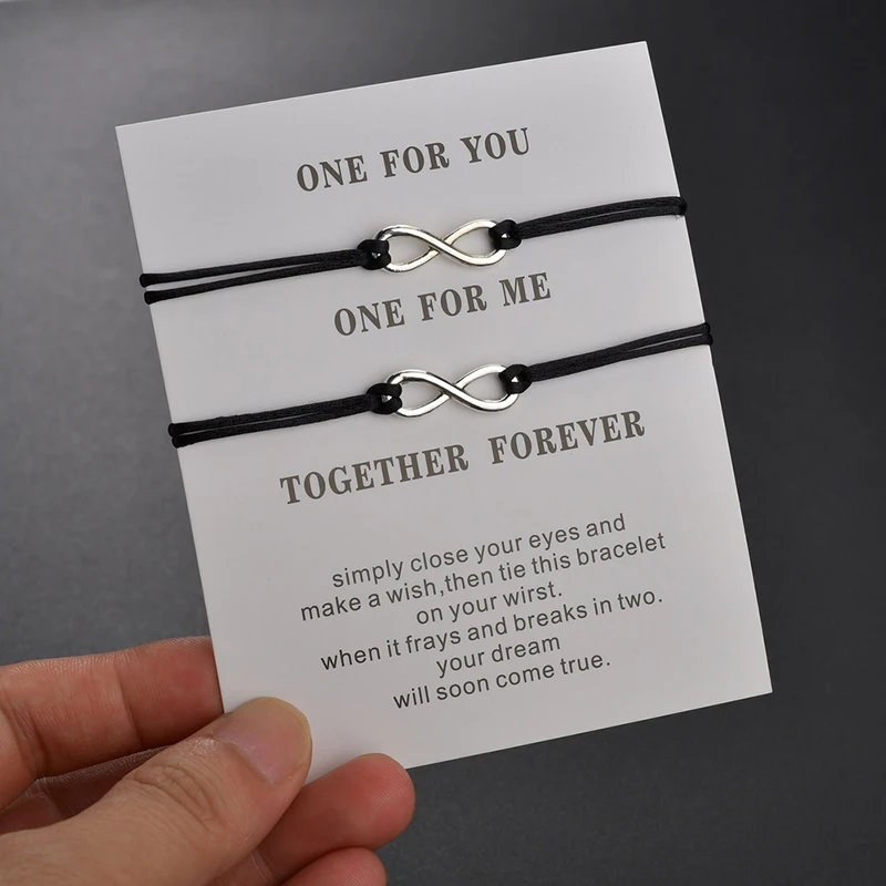 Браслеты женские с шармами «Бесконечная любовь» 2 шт./компл. регулируемые плетеные браслеты-цепочки браслеты