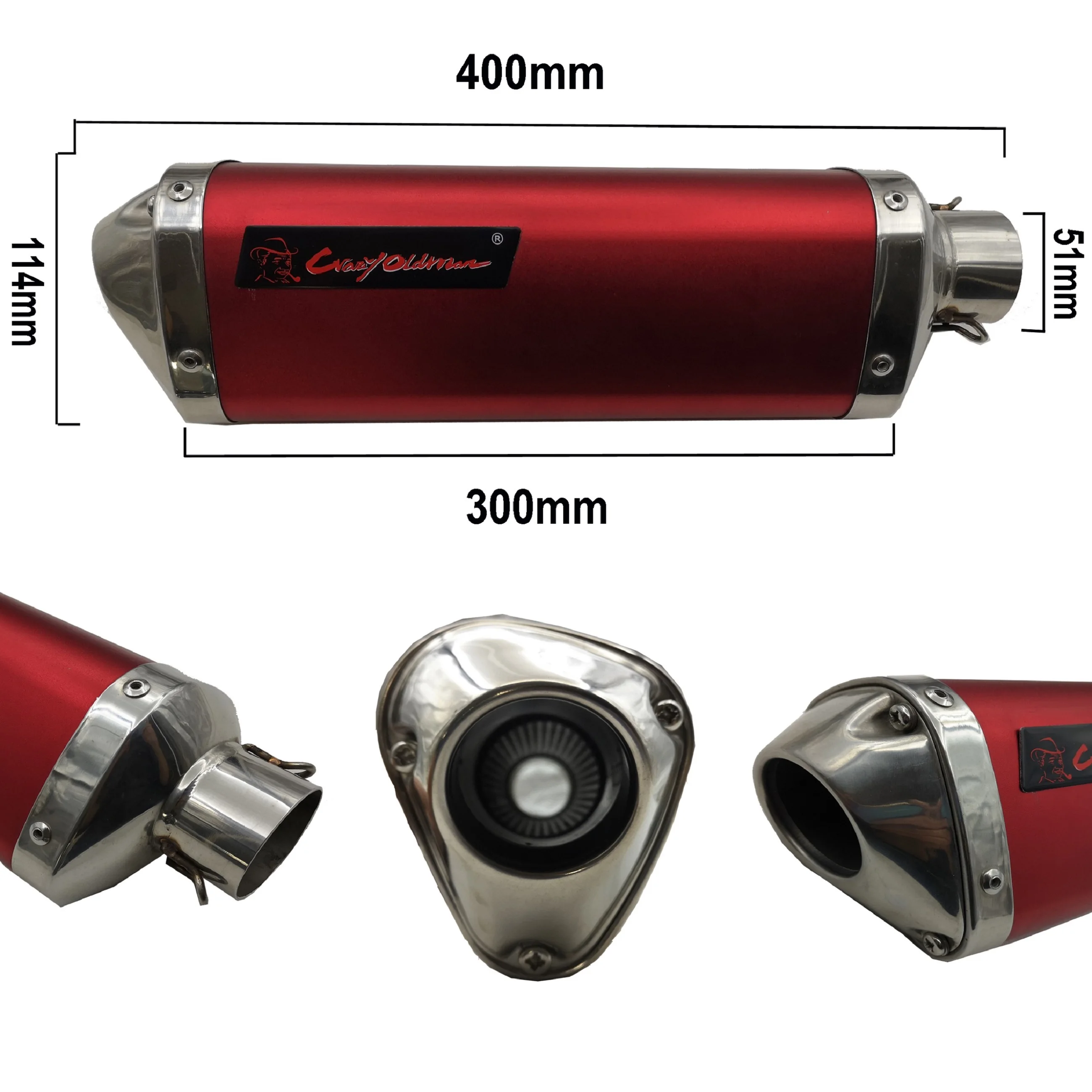 CRAZY OLD MAN Motorcycle Modified Exhaust Muffler for 50-200cc