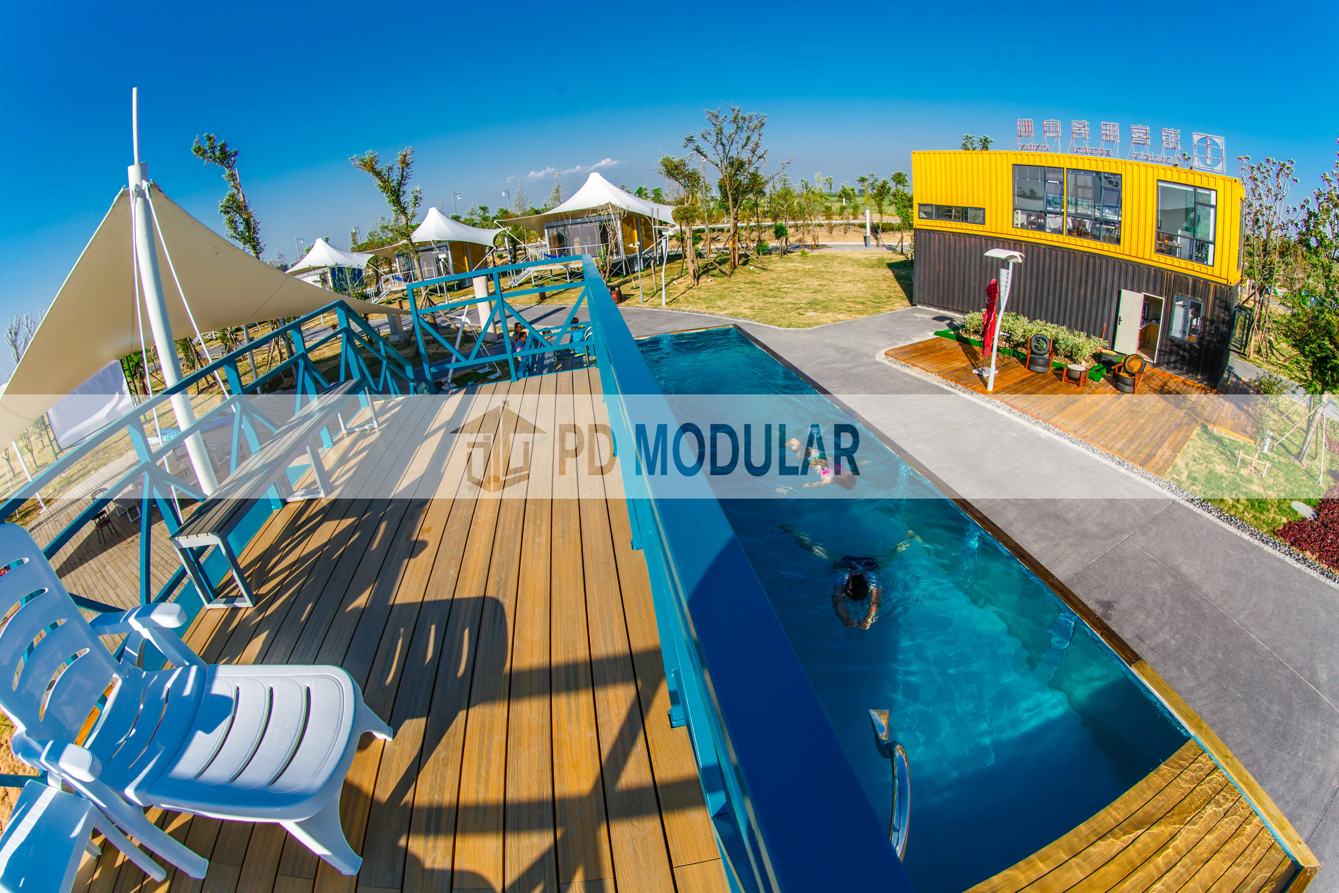 prefab modern portable swimming pool container underground inground with massage hot tube spa jets