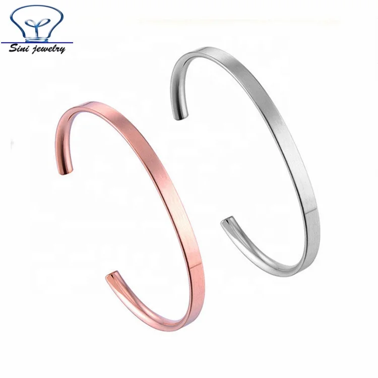 Hot sale Custom Logo and words Engraved inspirational Message Stainless Steel rose gold cuff bracelet indian sex bangle