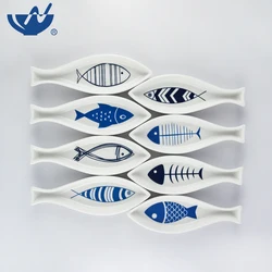 Popular Wholesale Ceramic Plates Fish Shape Sushi Plate Ceramic Fish Pattern Dish