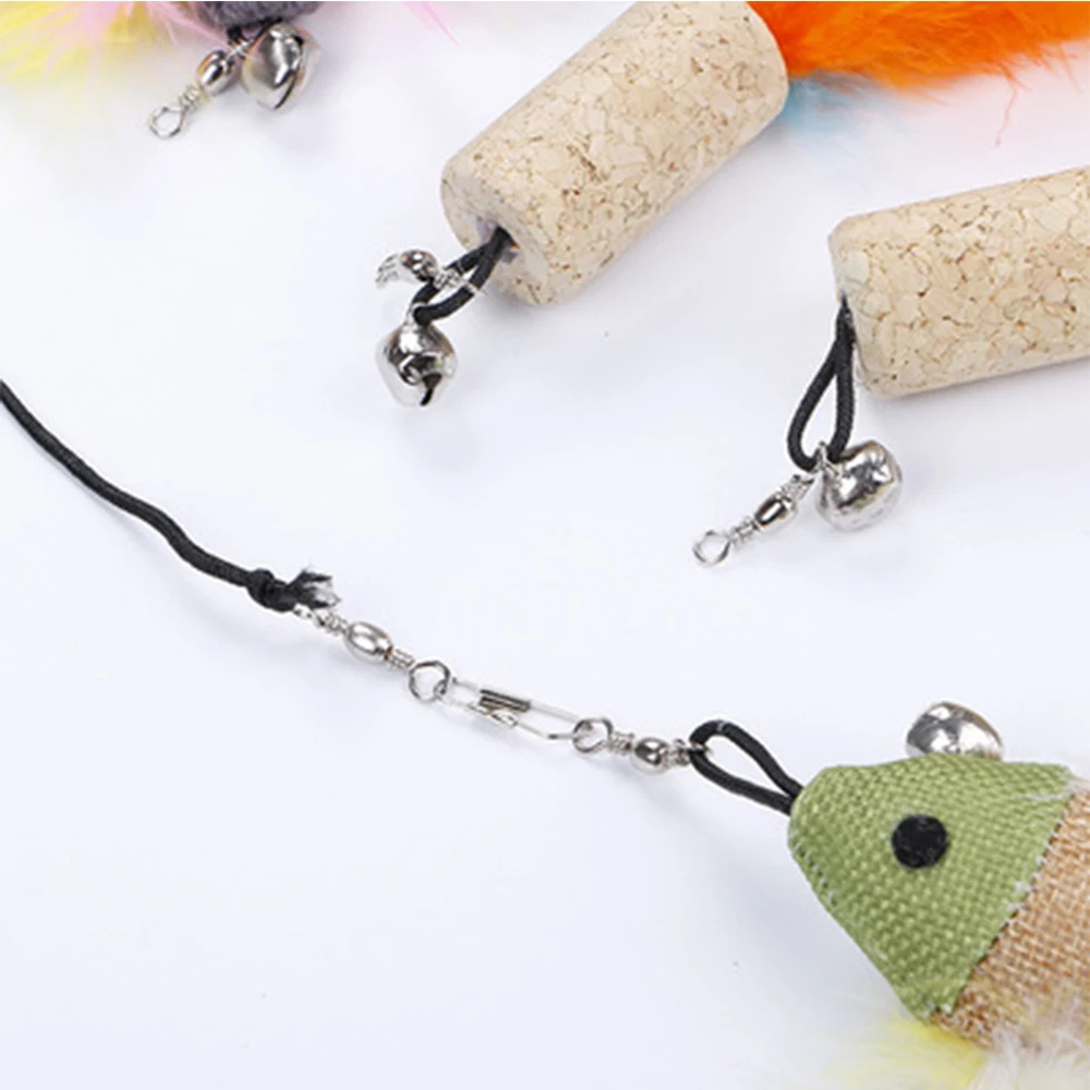 Cat Toy Supplies Replaceable Head Telescopic Look Real With Feather For Kittens