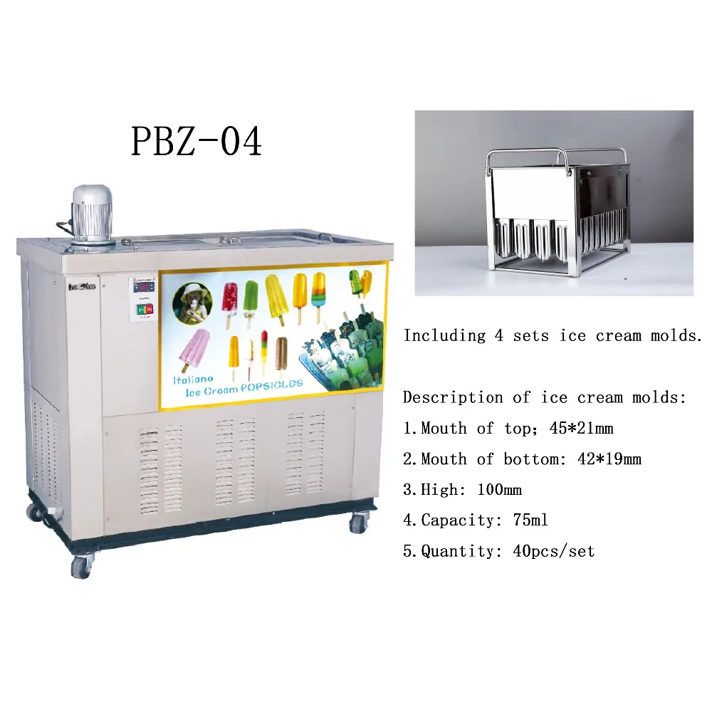 Профессиональная машина для поп-Stick бар мороженого на палочке поддон для фруктового мороженного делая машину с 4 комплекта формы PBZ-04