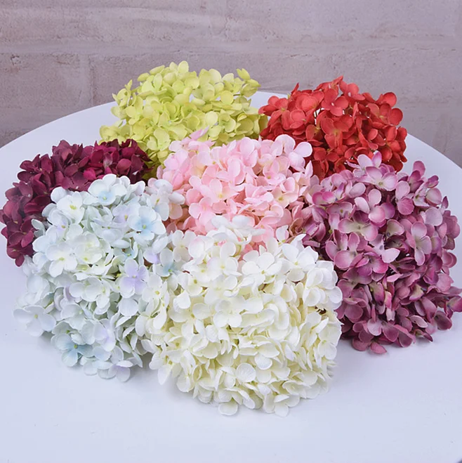 Wholesale 19cm large artificial hydrangea flower head For wedding flower