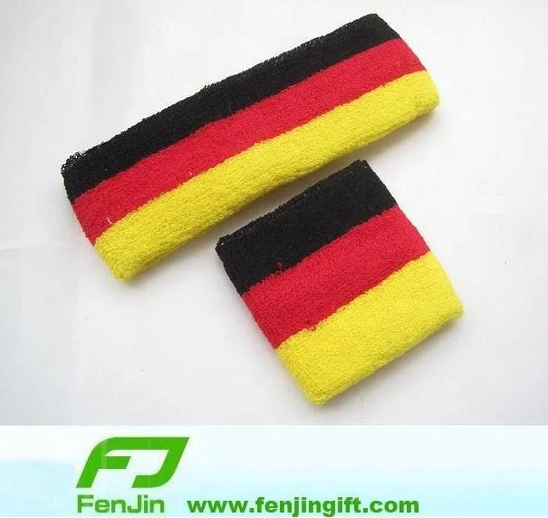 Custom terry cotton sport the Netherlands Holland France flag sweatband red white blue wristband wrist sweatband