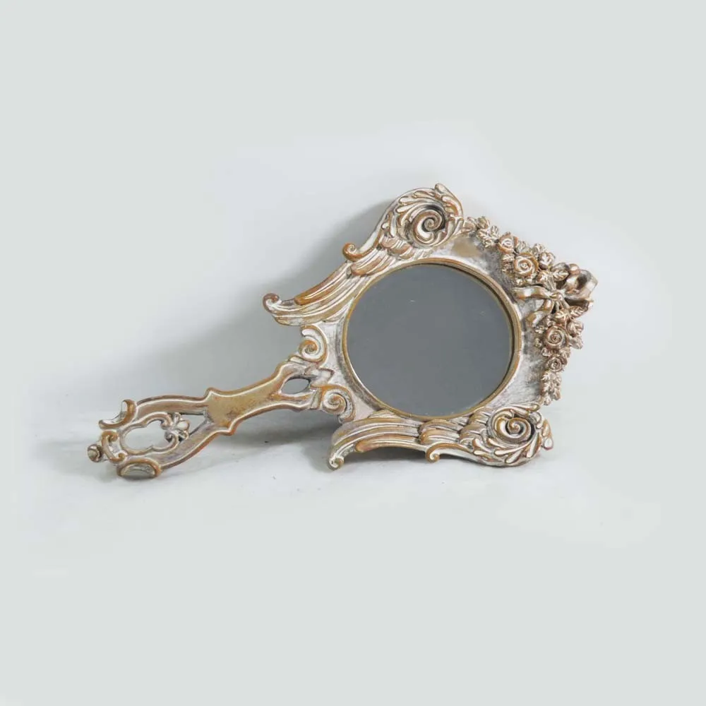 Vintage shabby chic wedding favors custom silver hand held mirror printing words souvenir gift