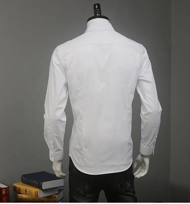Custom 100% cotton embroidery animal logo camisas masculinas formal tuxedo dress men shirts
