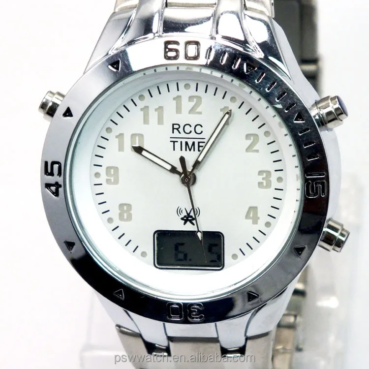 Solar power alloy bracelet digital watch with date men radio watches China supplier