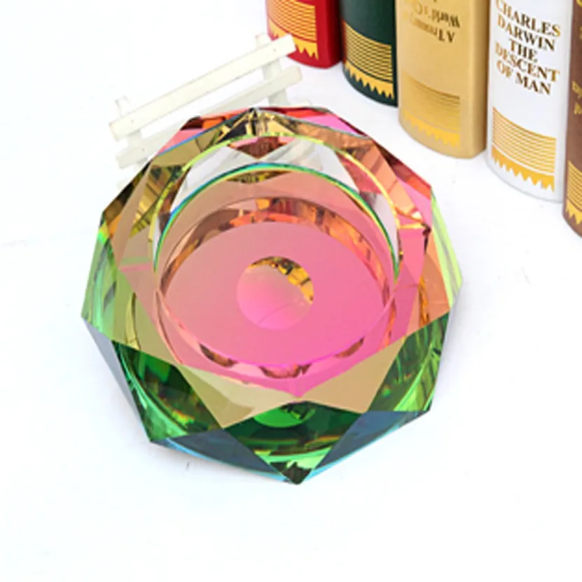 Пепельница антикварная прямоугольная стеклянная Современная для дома восьмиугольная синяя карманная круглая