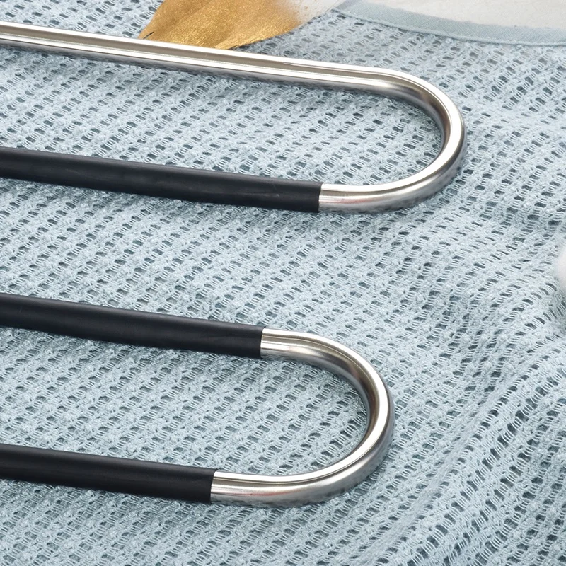 Non Slip S Shape Multi-functional Pants Rack 5 layers pants PVC Coating hanger