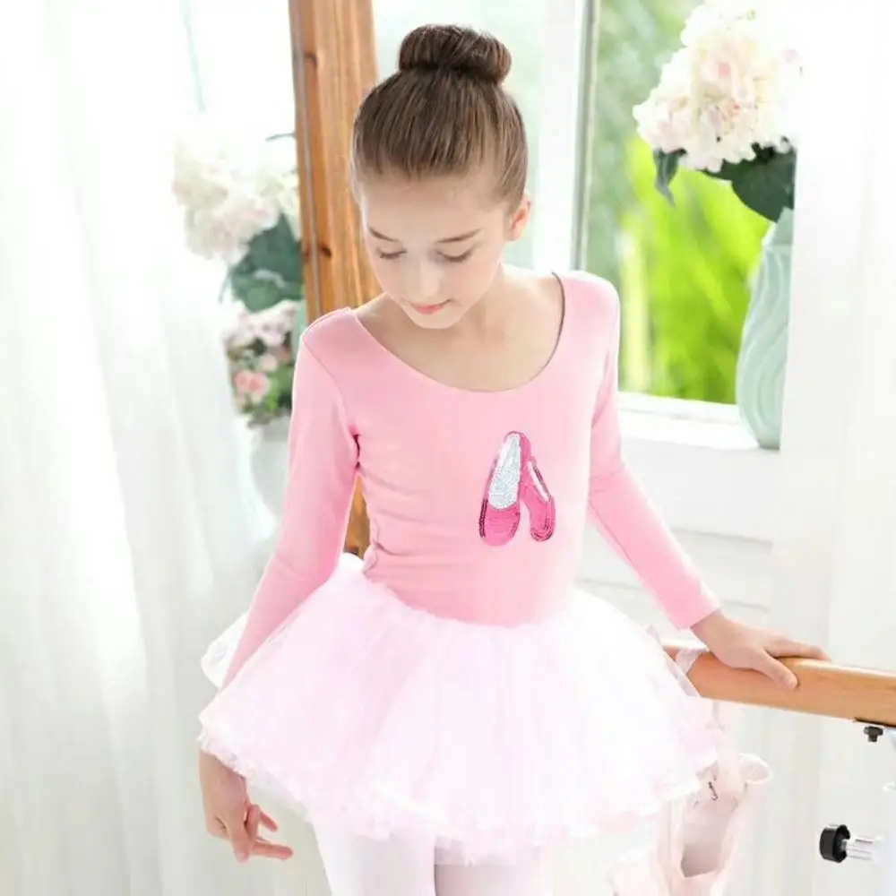 Little Girls Tutu Dress Leotard for Ballet Dance Sequin Costume Gymnastic Big Girls