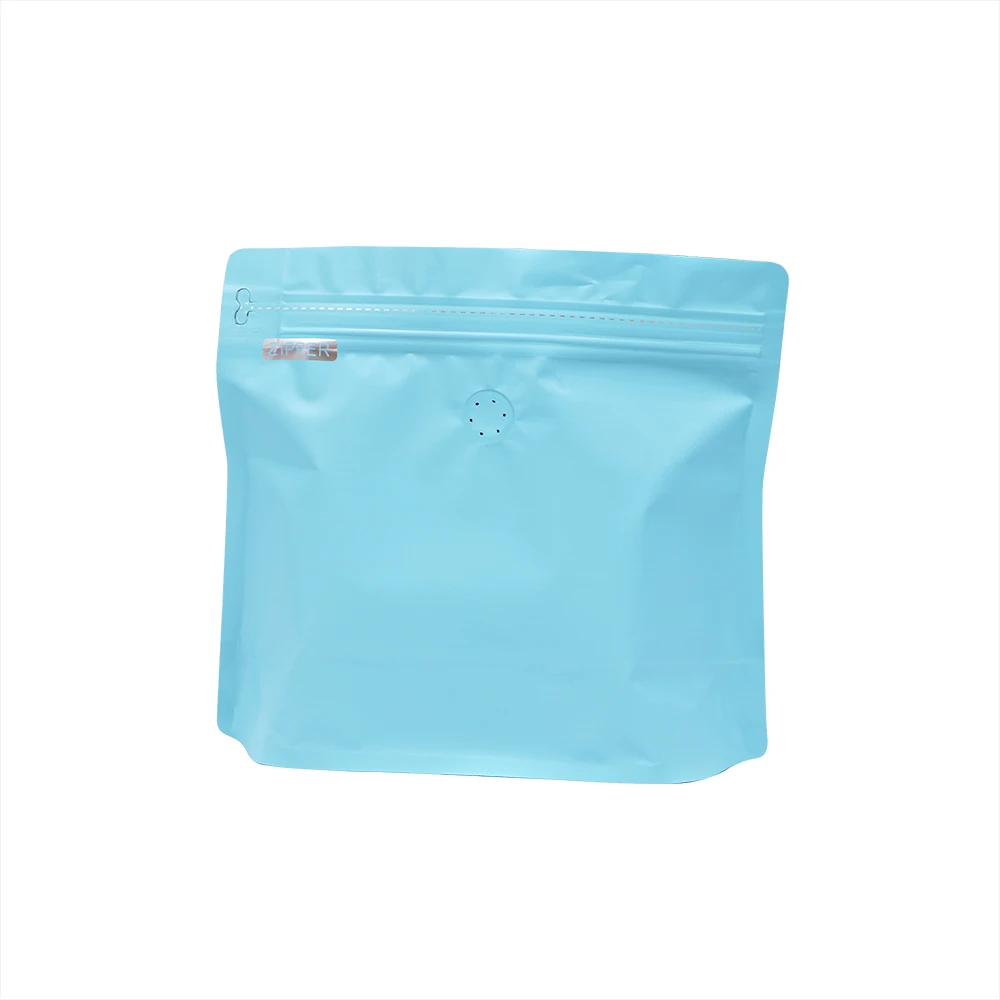 Coffee bag with high barrier valve aluminum foil flat bottom standing empty coffee bean storage bag suitable for home or store