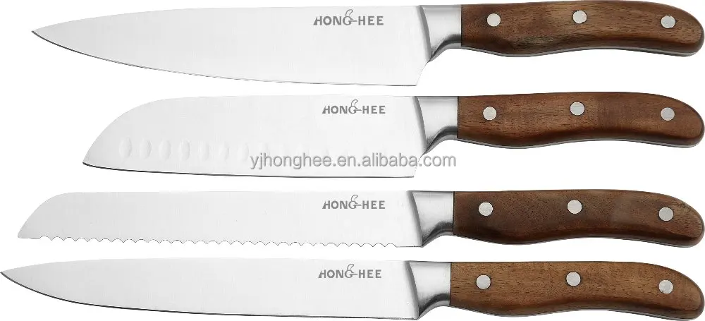 Новый дизайн изготовленные на заказ кухонные ножи набор поварских ножей из нержавеющей стали с ручкой дерева