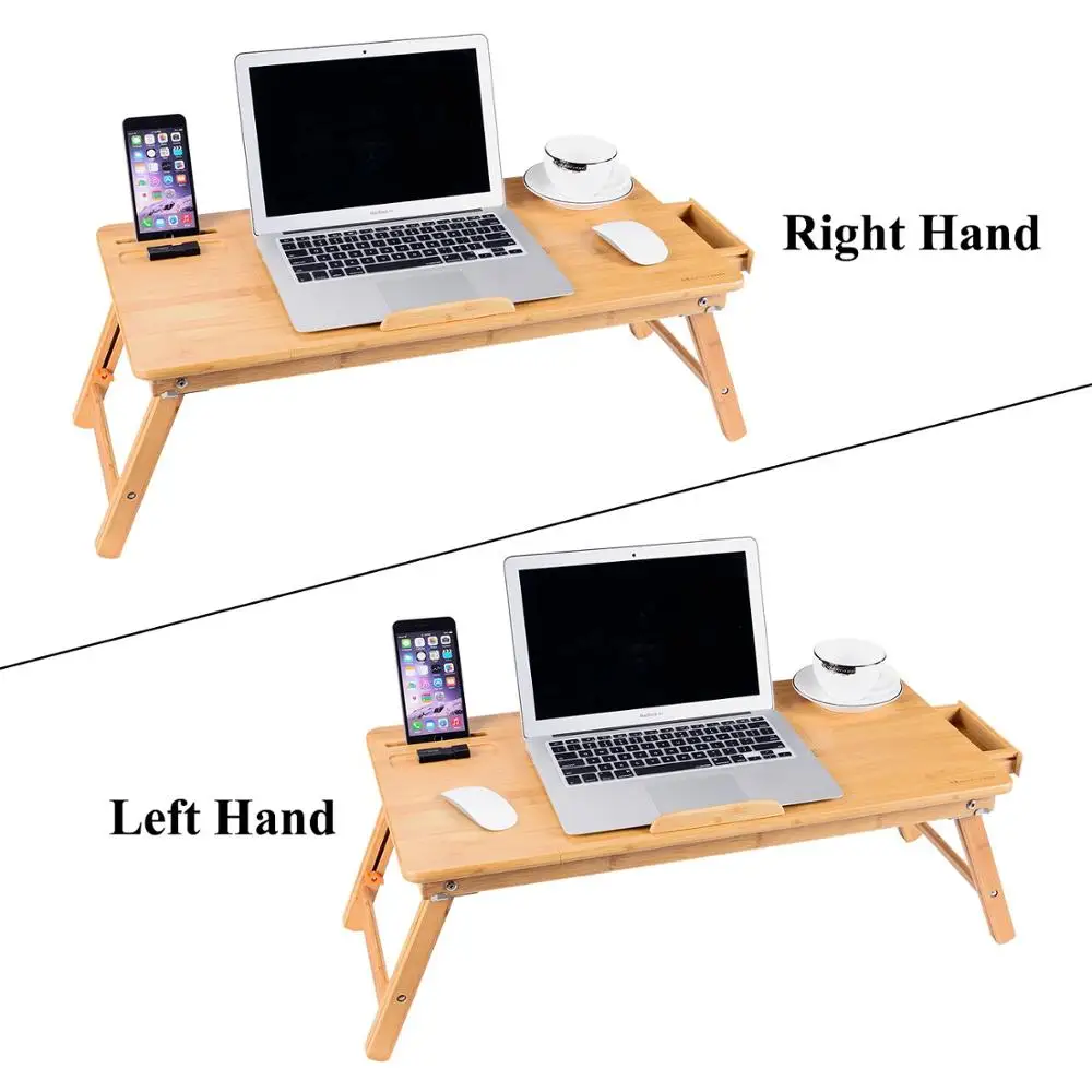 
Laptop Desk Bamboo Laptop Table Adjustable Lap Tray Large Size Bed Serving Tray Breakfast Table Foldable Notebook Computer Desk 
