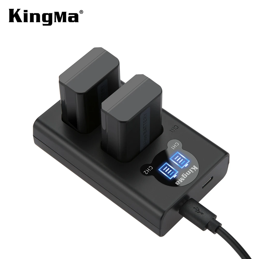
KingMa Smart LCD Dual Battery Charger and NP-FW50 Battery (2-Pack) Kit for Sony A6300 A6500 NEX-3 NEX-5 NEX-6 NEX-7 Cameras 