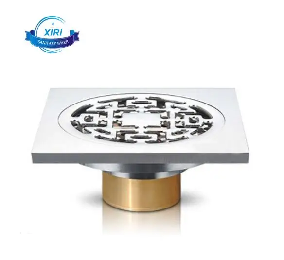 Bathroom Floor Drain 100 x 100mm 4in brass shower drains with removable cover FD0414-1