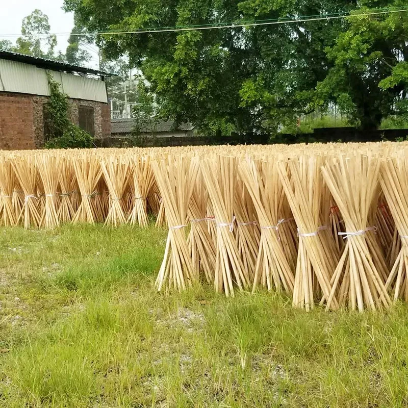 Heavy duty  Lacquered  painted Wooden push broom handle stick  with threaded tip wooden dowel rods