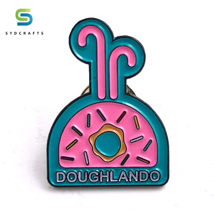 Custom Free Sample Glitter Metal Enamel Cartoon Crazy Pizza Hut Pin Badge