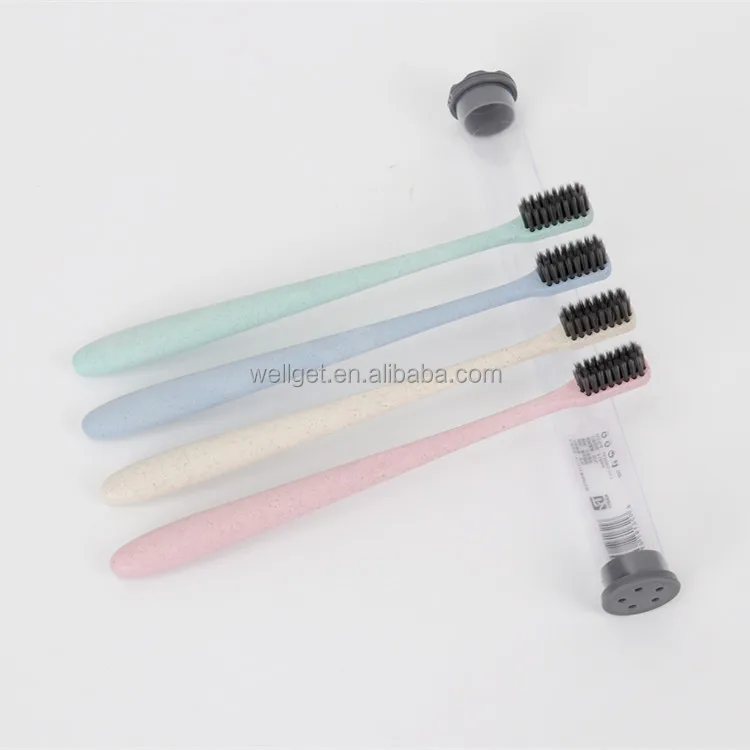 wheat straw travel toothbrush Bamboo Charcoal toothbrush Small head Soft Bristles