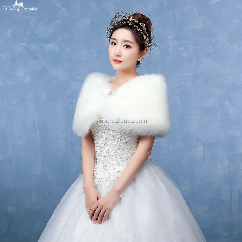 
LZP132 Adult Cute Butterfly Off Shoulder Wedding Fur Bolero Women Off White Winter Wedding Coat 