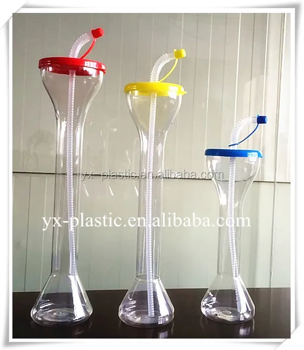 Hot sale 500ml plastic slush yard cup for promotional with lid and straw