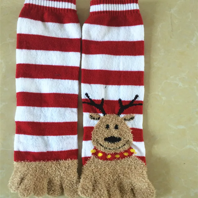 
MULTI COLOR Striped Fuzzy Toe Socks, Soft Polyester Animal Fashion Toe Socks, Warm Fuzzy Cute Animal Novelty Toe Socks 