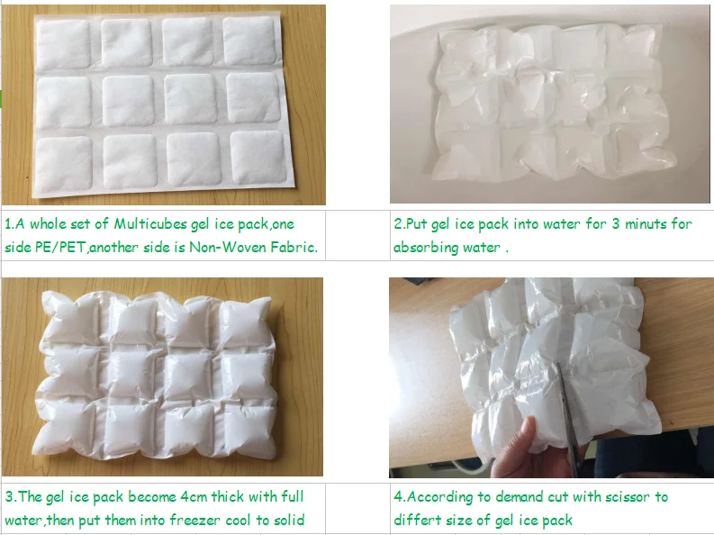 Wholesale reusable dry gel sheet dry pack re-freezable ice pack cube sheet for food