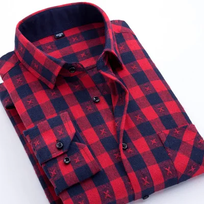 Oemtailor Fashion Casual Mens Plaid Flannel Shirt for Wholesale Custom Logo Flannel Fabric Woven Long Sleeve Printed for Winter