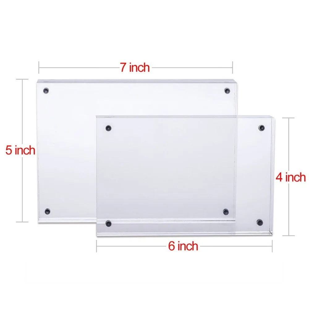 Акриловая фоторамка 5x7 дюймов, двусторонняя магнитная фоторамка, безрамный Настольный дисплей