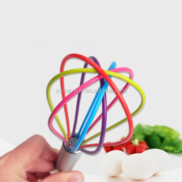 Red & Bule & Green Silicone/Stainless steel Balloon Whisk Set Wire Heat Resistant Egg Whisk