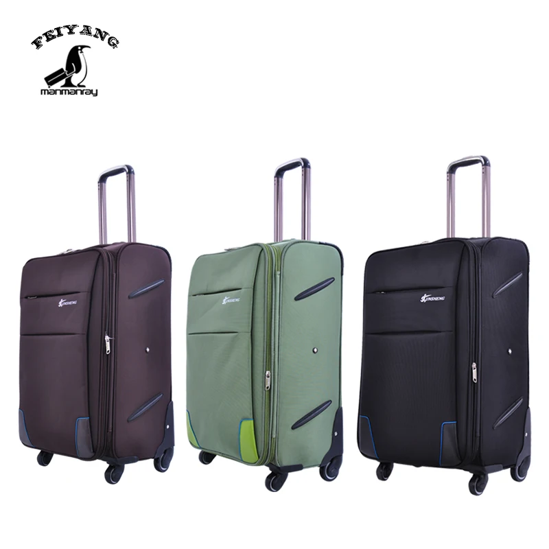 Soft luggage trolley bag oxford customized logo suitcase  high quality oxford fabric luggage