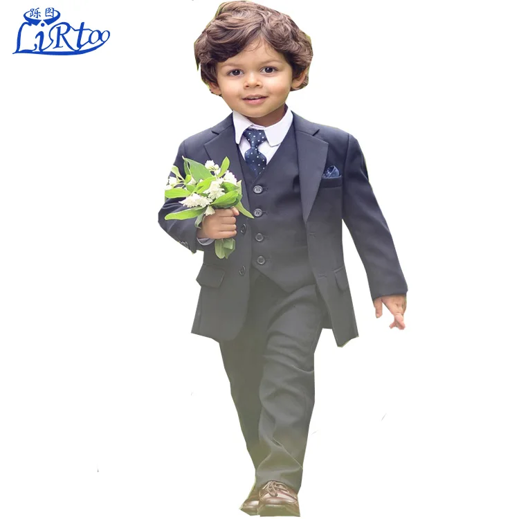 Wholesale Design boys navy wedding suit kids dress sample with suit tie wholesale