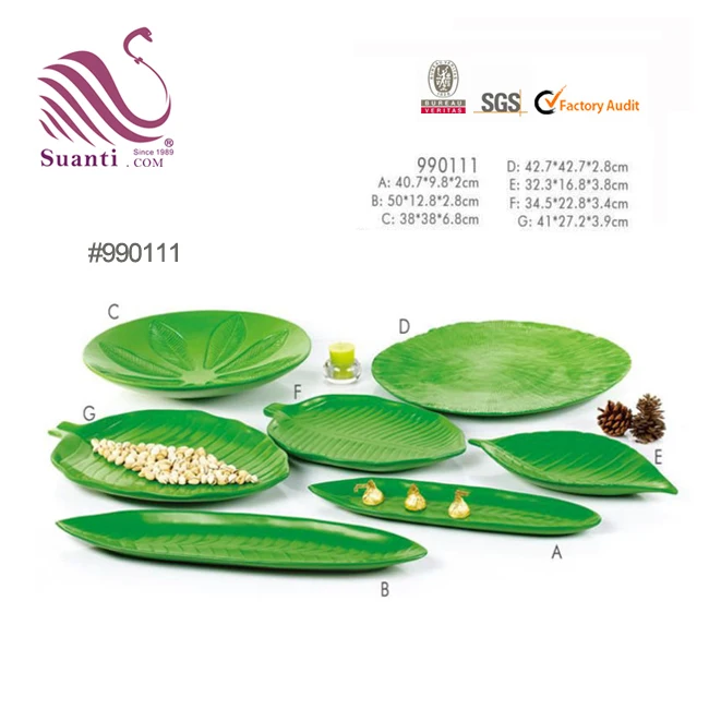 2019 Home Brand  Dinner ware Leaf Shape Resin Fruit Dishes Certified  Food Palm Leaf Plates