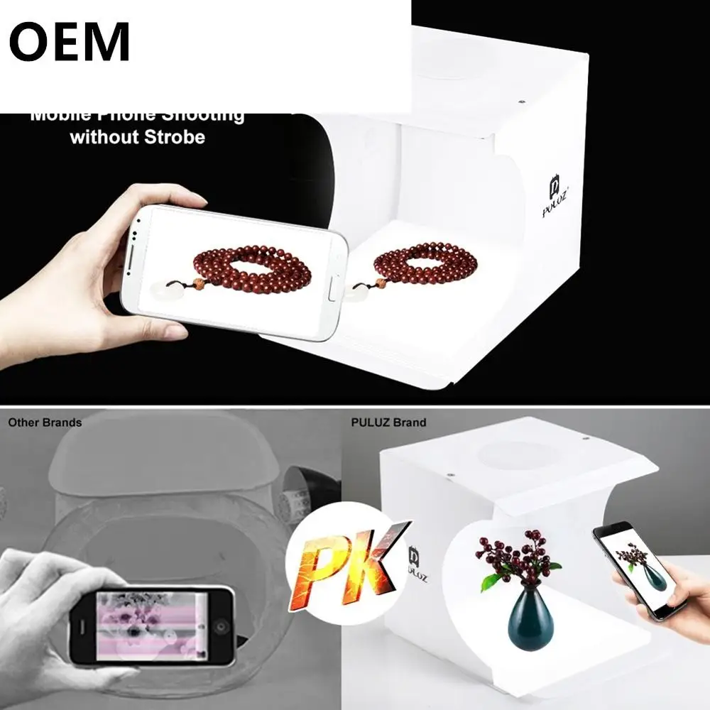 Custom  Mini 22.5 LED Photography Shadowl Bottom Light Lamp Panel Pad +2LED Panels 23CM lightbox Photo Studio Shooting Tent Box