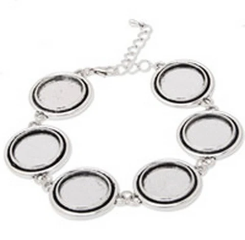 Gemstone bracelet base retro bracelets bangles with cabochon round tray wholesale bracelet jewelry findings