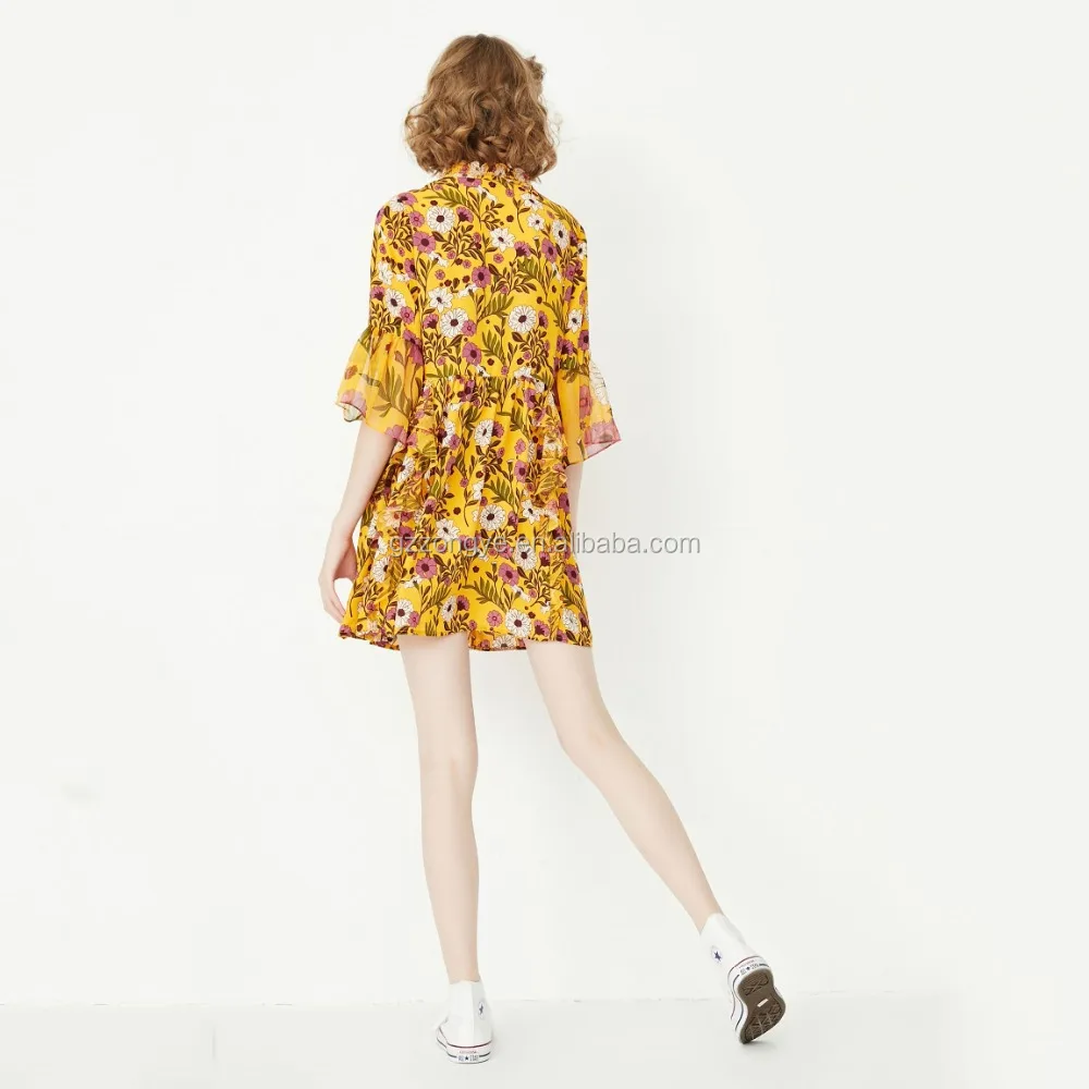 women clothing 2018 summer irregular design chiffon long sleeve dress