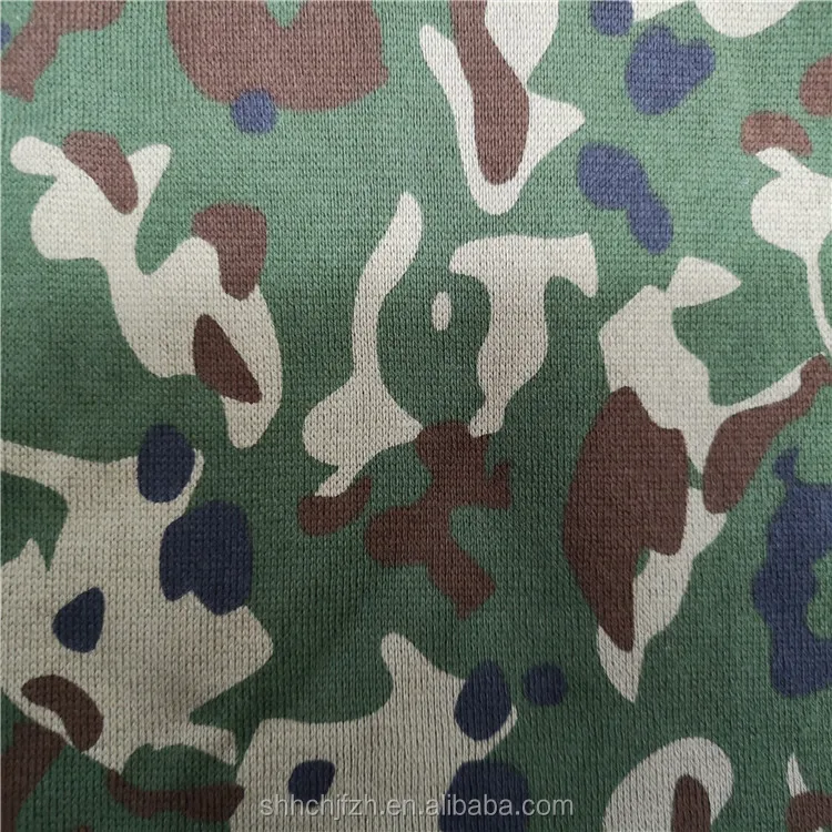 Камуфляжная хлопковая трикотажная ткань с реактивным принтом