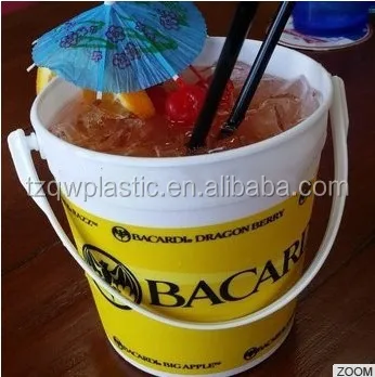 Custom printing design 32OZ Bacardi plastic rum bucket for drinking
