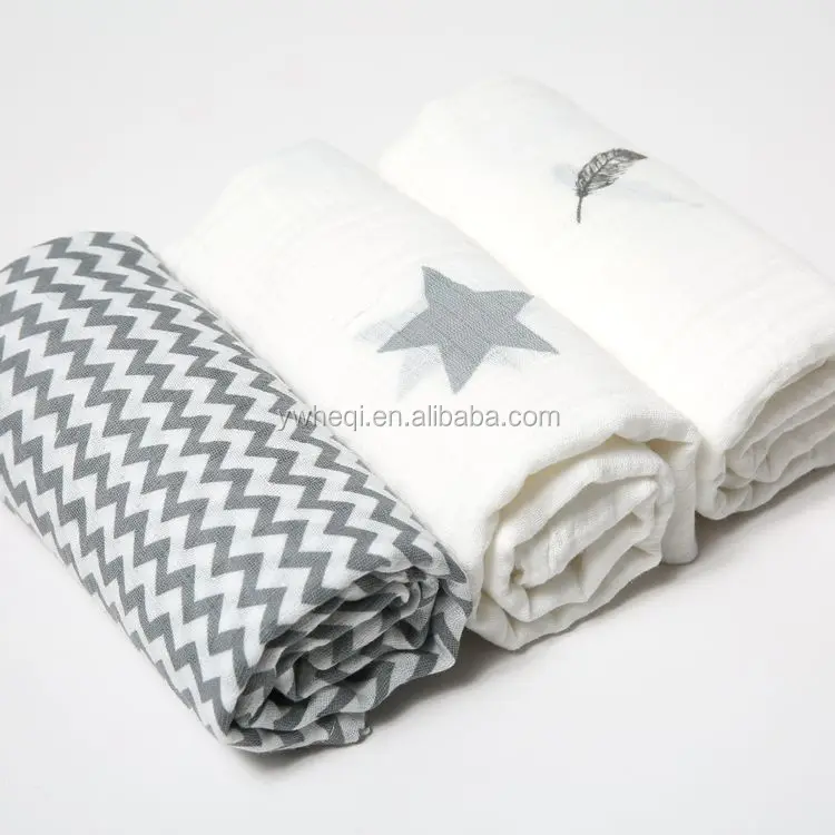 Newborn gift 100% organic cotton baby muslin swaddle blanket
