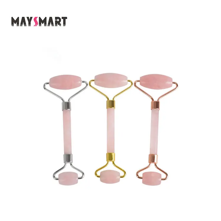 Beauty Tool Face Massager Quartz Rose Gold Wholesale Mini Double Jade Roller Facial Roller