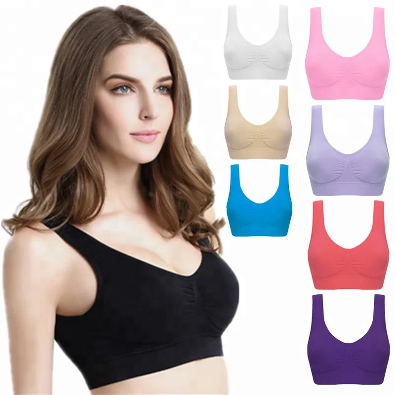 
AS SEEN ON TV Polyamide Spandex High Impact Support Wireless Sports Ahh Bra With Pads Sports Bra Women 