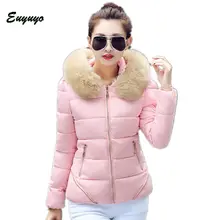 Winter Jacket Women 2015 Winter Coat Women Solid Slim Warm Large Fur Collar Hood Down & Parkas Casaco Feminino Plus Size CCC394S